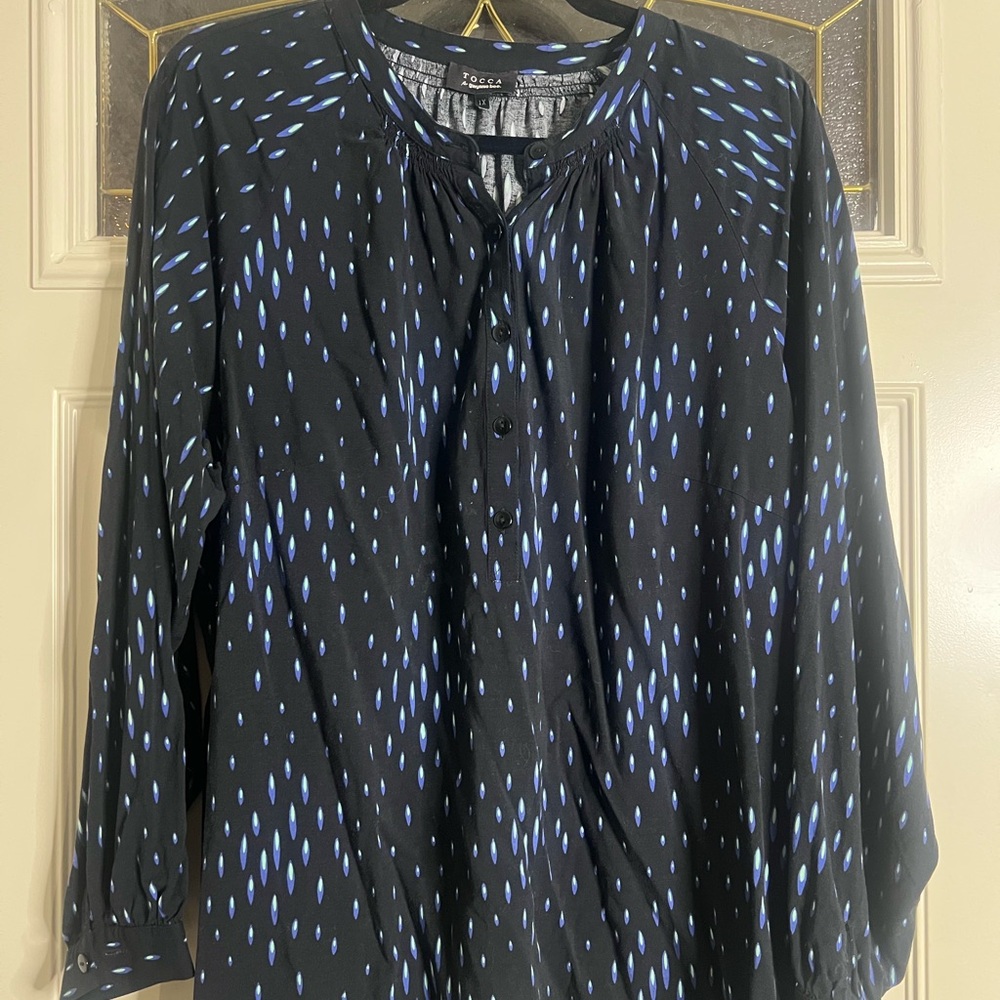 Tocca Black 3/4 Sleeve Tie Front Blouse